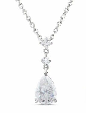 Moissanite Teardrop Pendant Necklace